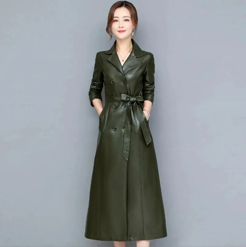 thumbnail image 1 of Nuevo abrigo de piel de oveja para mujer M-6XL, moda primavera otoño 2024, chaqueta larga cruzada, abrigo de piel de oveja, abrigo de gamuza, 1 of 5
