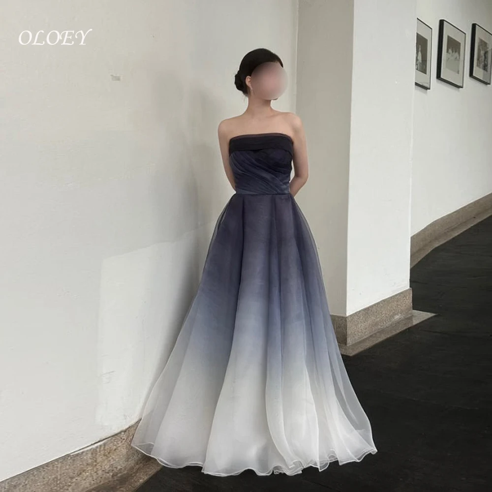 OLOEY  Korea Evening Dresses Fairy Ruffles Organza Bride Gown Customized Sleeveless Korea Photos Shoot Dress 웨딩드레스