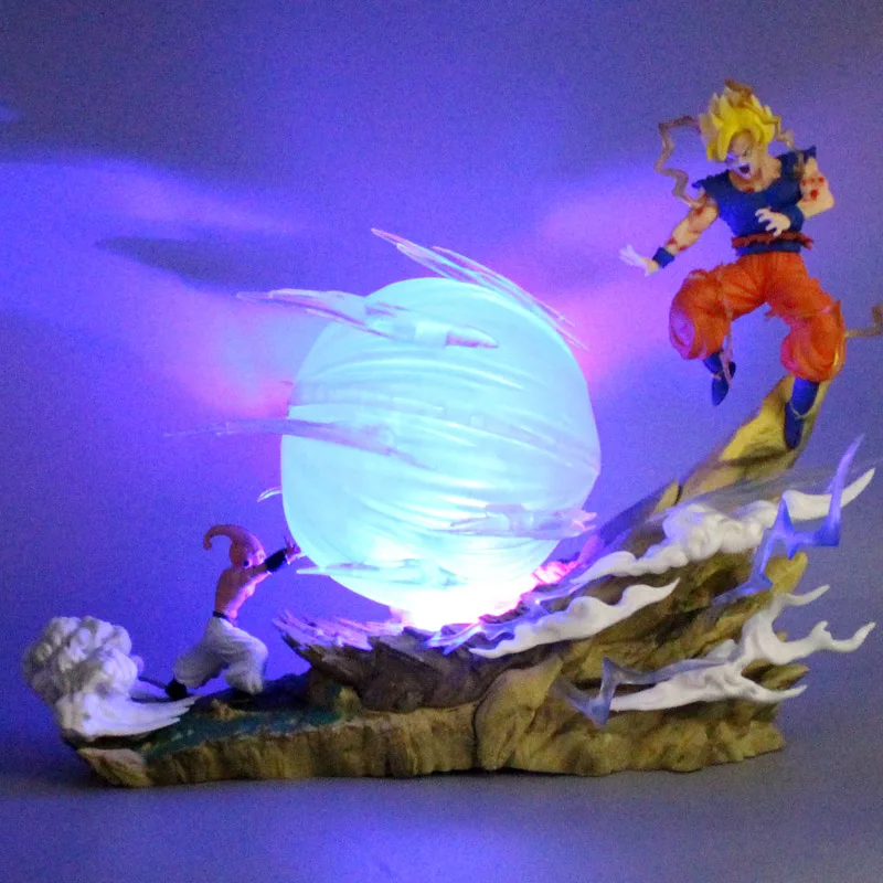 22cm Dragon Ball Z Anime Figure Son Goku Vs Buu Battle Goku Figure Gk Figurine Model Pvc Statue Collectible Decoration Doll Toy