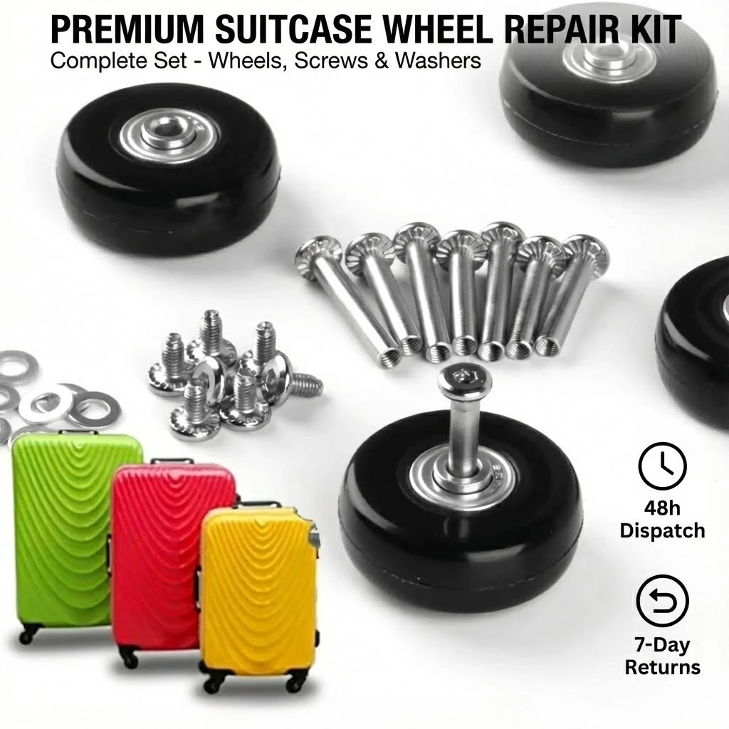 Veemoon Lot de 4 roues de rechange robustes pour bagages et valises, Noir/blanc, Décontracté