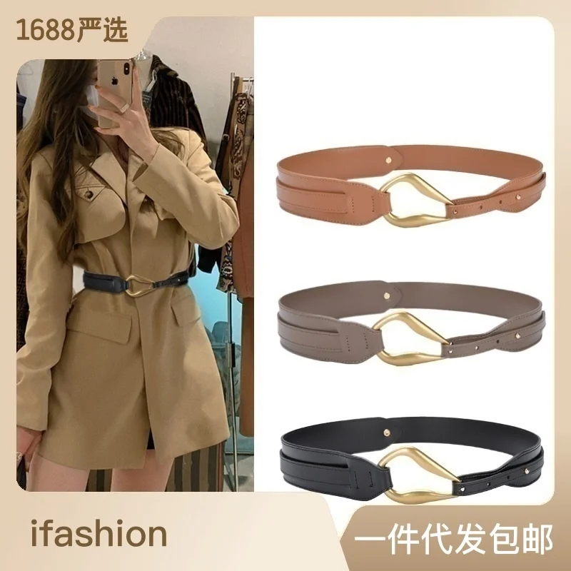 

Модный декоративный ремень из 100% натуральной кожи, универсальное женское эластичное широкое поясное уплотнение для внешней части