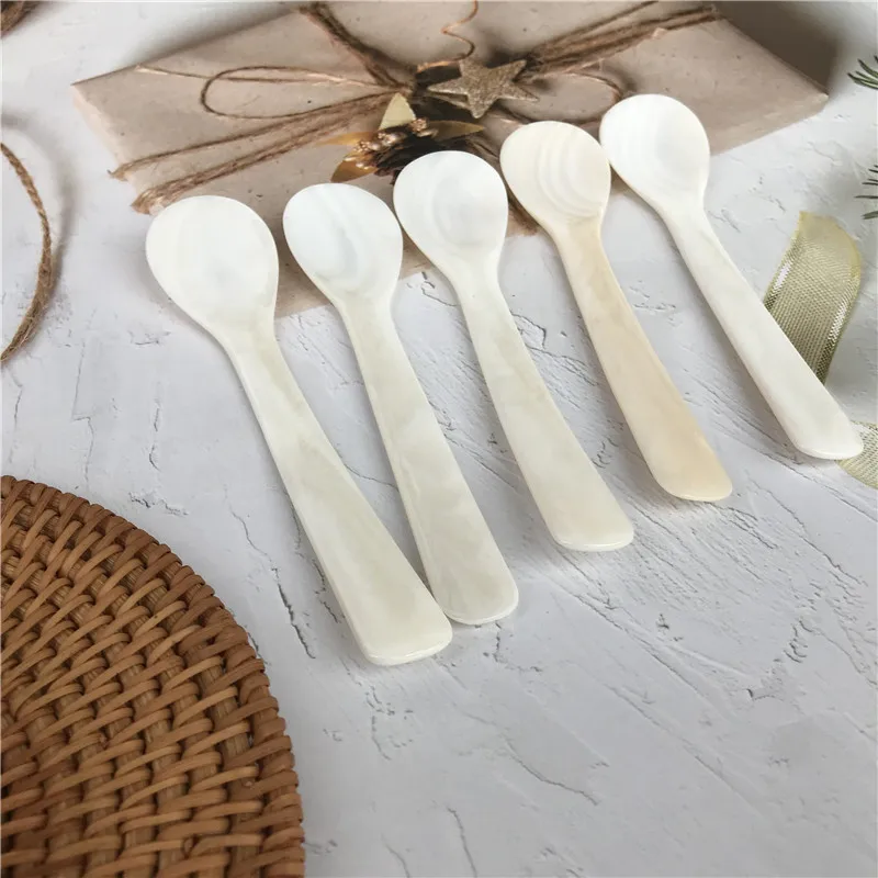 9-13CM Natural Shell Ice Spoon Cream Coffee Caviar Spoon Mother of Pearl Seashells Stirring Spoons Teaspoon Crafts dessert coffe shell spoon