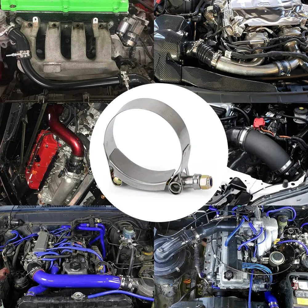 2/2.25/ 2.5/ 2.75/ 3/ 3.25/ 3.5/4" T-Bolt Exhaust 304 Clamp Intake Turbo Exhaust Intercooler Silicone Coupler Steel Hose Clamps silicone coupler hose clamps