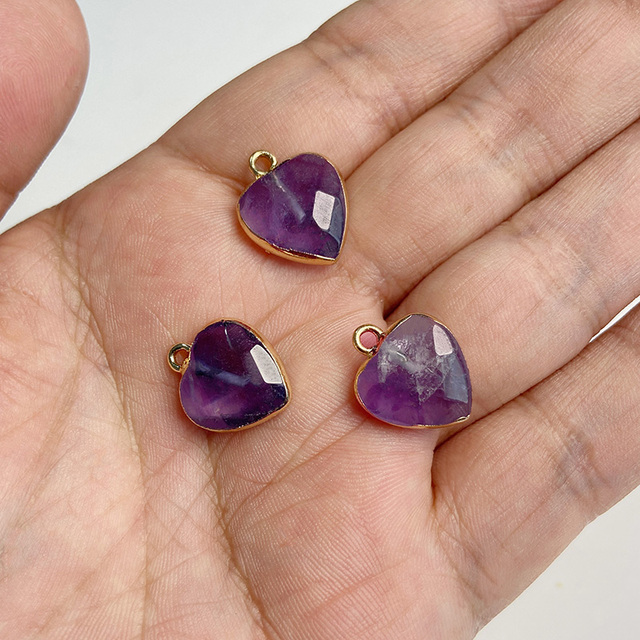 Purple Amethysts Quartz Crystal Pendant Charm Connector For Healing Pendulum Jewelry Making Diy Earring Necklace Gifts