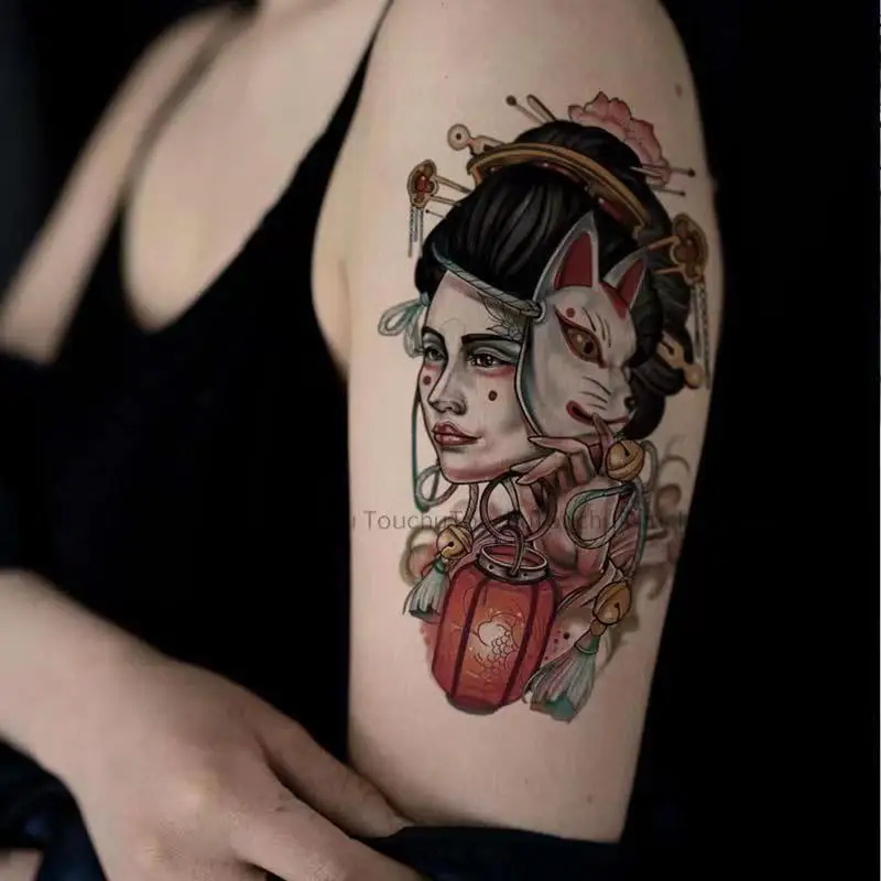 

New Geisha Mask Fake Tattoo for Woman Arm Tatouages Et Art Corporel Waterproof Temporary Tattoo Stickers Tatouage Femme Sexy