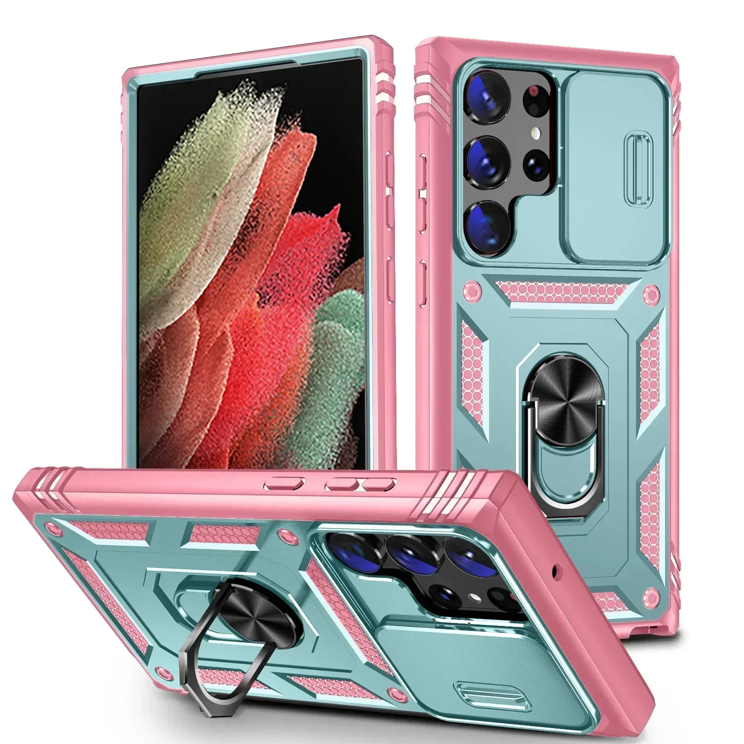 Heavy Duty Shockproof Case with 360° Rotating Kickstand and Camera Protection