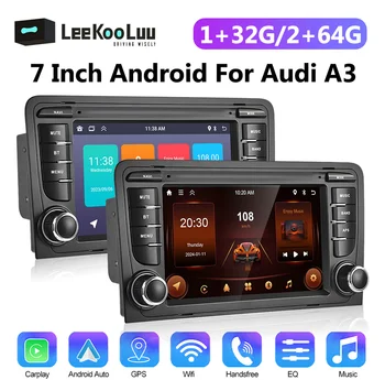 LeeKooLuu-Radio con GPS para coche, reproductor Multimedia con Android, 2 + 64G, Bluetooth, Wifi, inalámbrico, Carplay, para Audi A3, S3, 8P 1