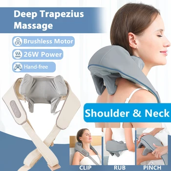 Foreverlily 26W Neck And Shoulder Massager Wireless Shoulder And Back Kneading Massage Shawl Trapezius Neck Cervical masajeador 1