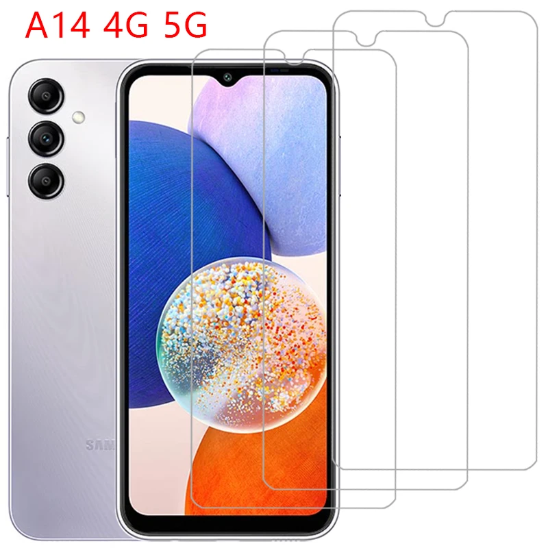 Custodia Per Samsung Galaxy A14 4G 5G Cover Vetro Temperato Su Samsunga14 Galaxya14 A 14 14A Coque Samsun Samsumg Sansung Galxy 14A