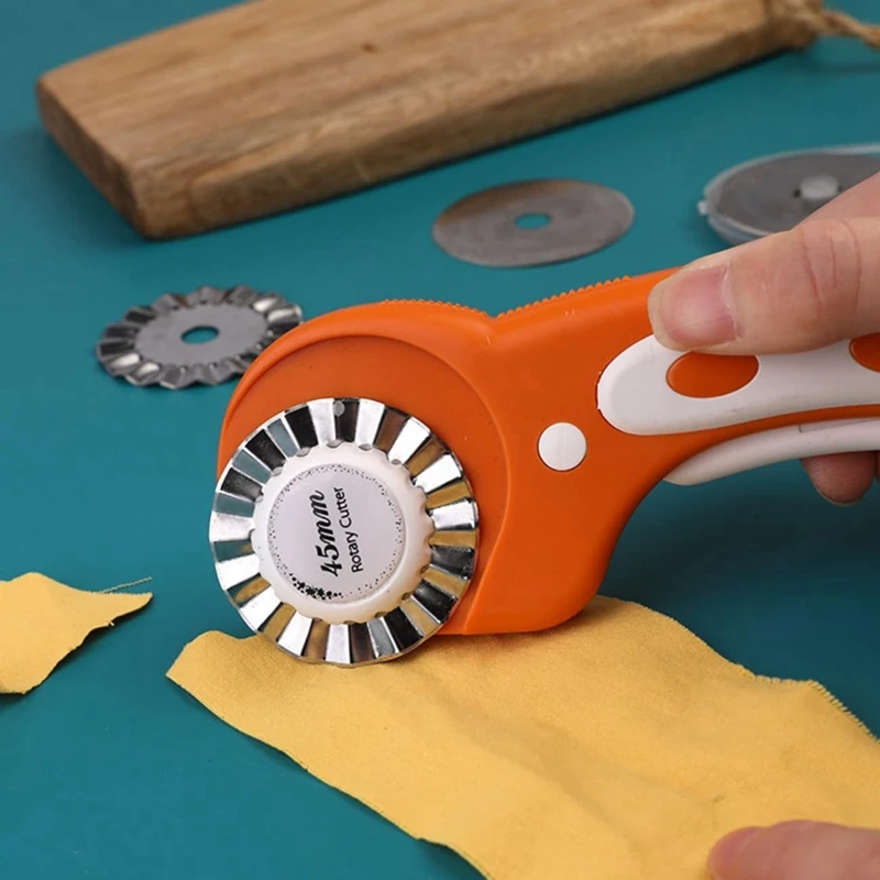 New 12Pack 45Mm Rotary Cutter Blades Kits, Perforating Rotary Replacement Blades For Fabric Leather 7 Edge Type