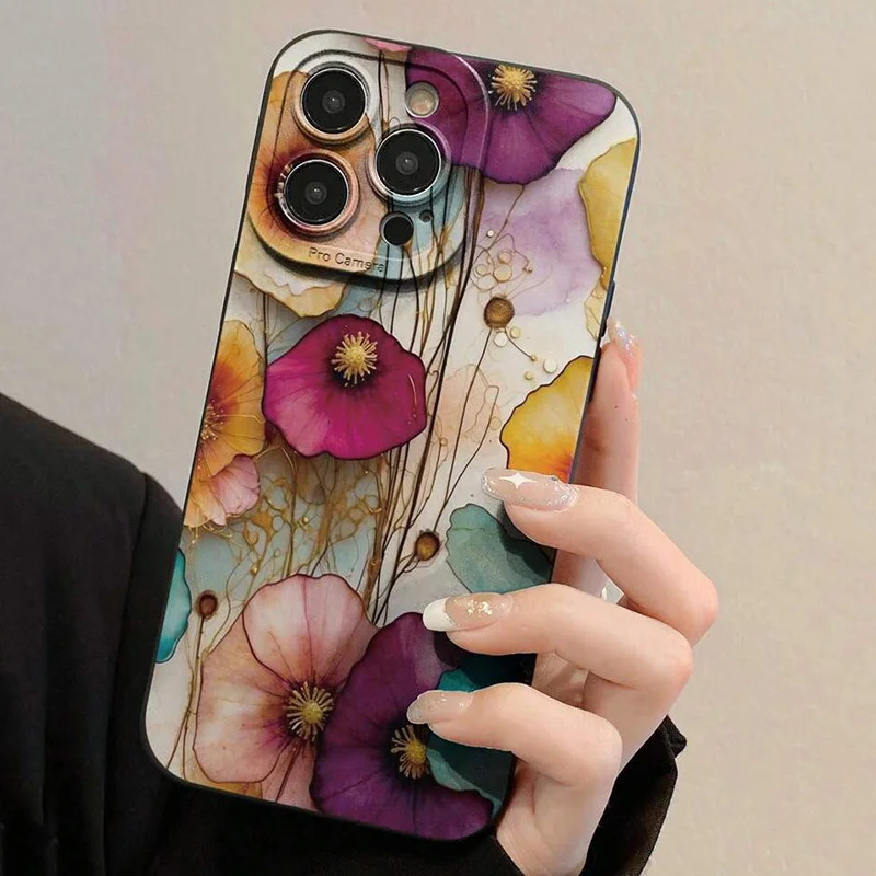 Vintage Floral Pattern Phone Case For Samsung Galaxy S26 S25 Ultra S24 FE S23 Plus S22 S21 A56 A36 A15 A55 A35 A54 A34 A53Cover