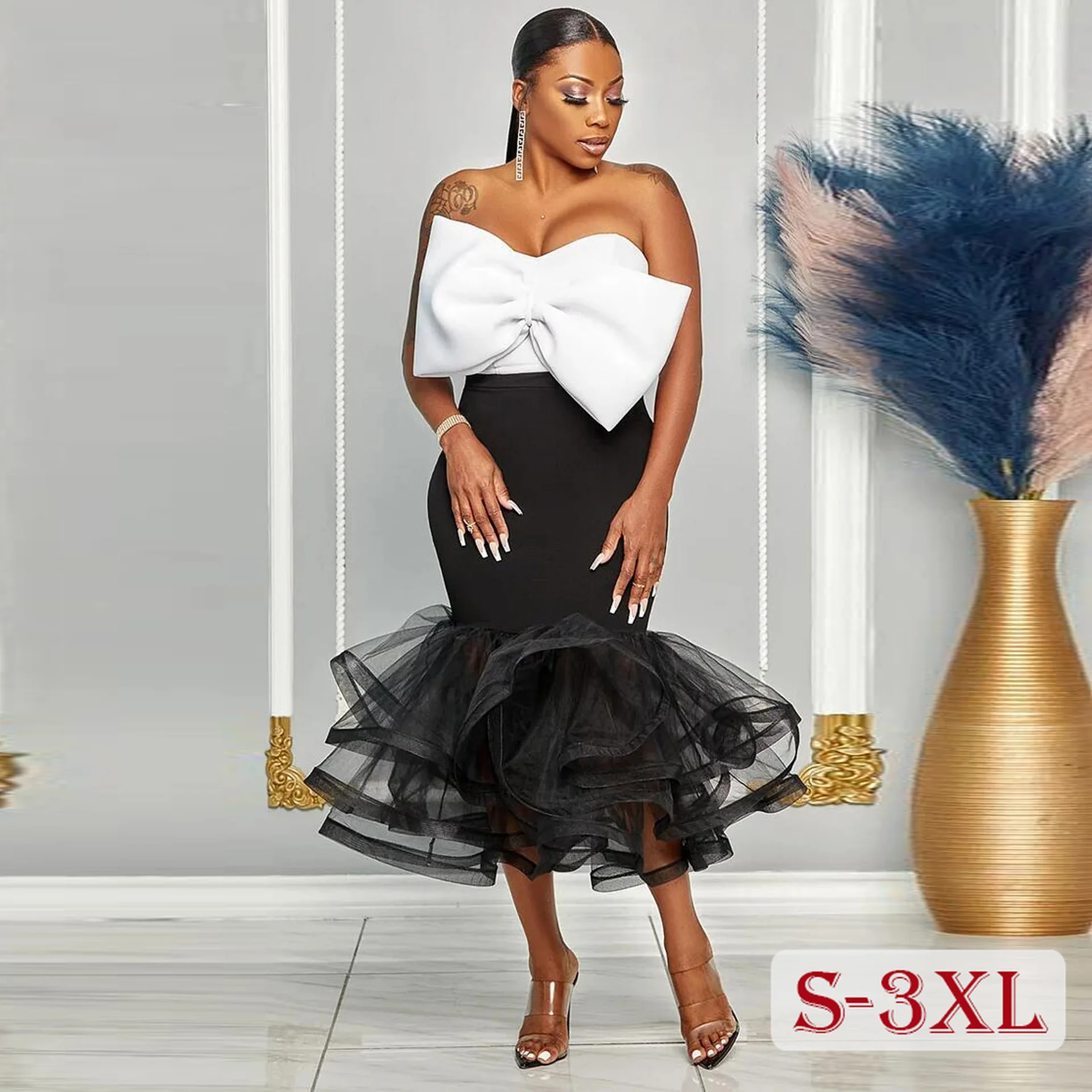 

Elegant Women Two Piece Sets Spring Sumer Sleeveless Blouse Tops And Slim Mesh Midi Party Skirts Sets Female 2 Piece Skirts Sets