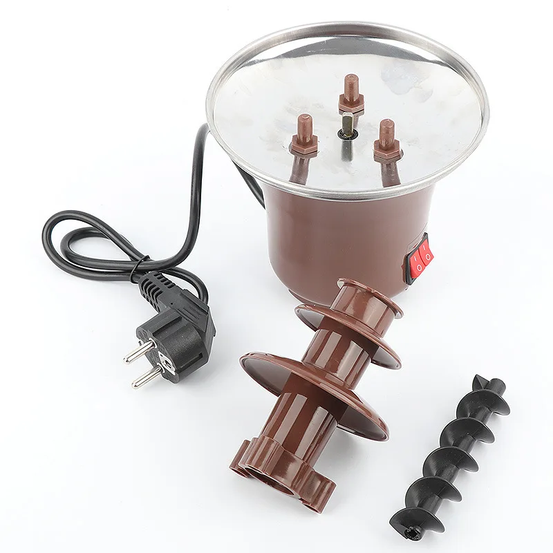 Mini Chocolate Fountain Three Layers Chocolate Melt with Heating Fondue Machine DIY Handmade Small Chocolate Melting Waterfall