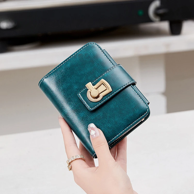 

Women Wallets and Purses PU Leather Money Bag Female Short Hasp Purse Small Coin Card Holders Green Red Clutch New Women Wallet