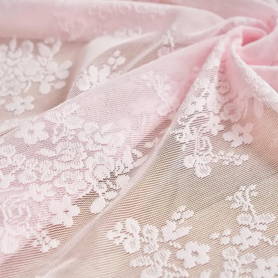 Tende in Pizzo Rosa per Camera da Letto per Ragazze, Tende in Tulle Vintage Ricamate Floreali, Tende Francesi Trasparenti per Soggiorno (Colore : 1 Pannello, Dimensioni : W3xH2.7m/118x106in