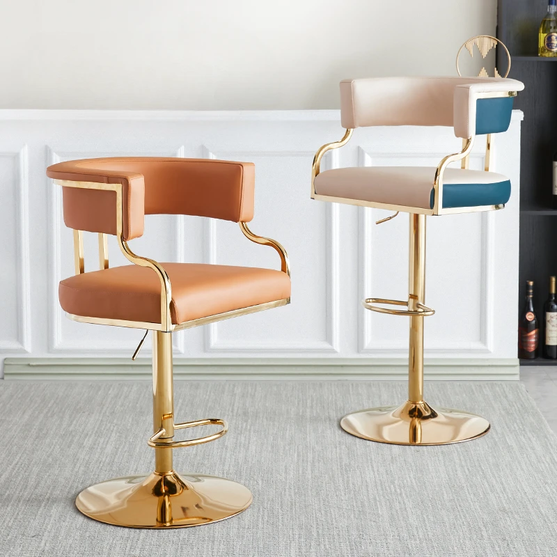 

Adjustable Modern Bar Chair Lifting Gold Kitchen Luxury Bar Stool Ergonomica Pneumatic Base Taburetes Altos Cocina Furniture