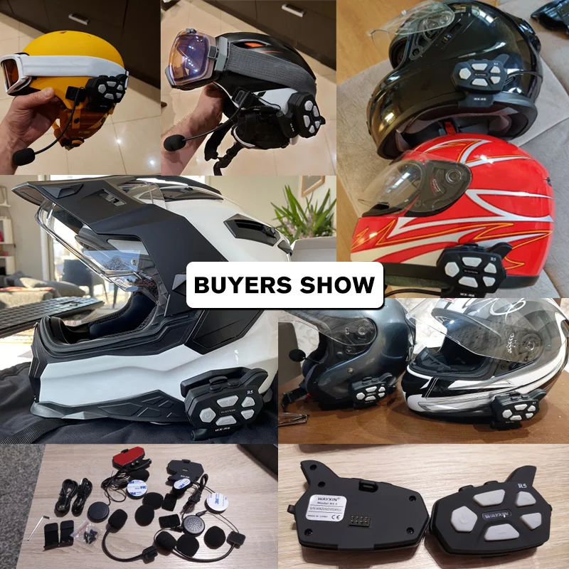 WAYXIN R9 Helmet Headsets Motorcycle Intercom 6 Riders Communication  Interphone Intercomunicador Moto Waterproof FM Radio BT 5.0