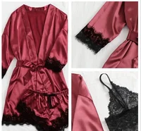 Nouveau salon de sommeil pour femmes nouveaux ensembles de pyjama ensemble européen américain 4 pièces avec dentelle satin jarretelle ensemble d'été pour dormir pyjamas 6