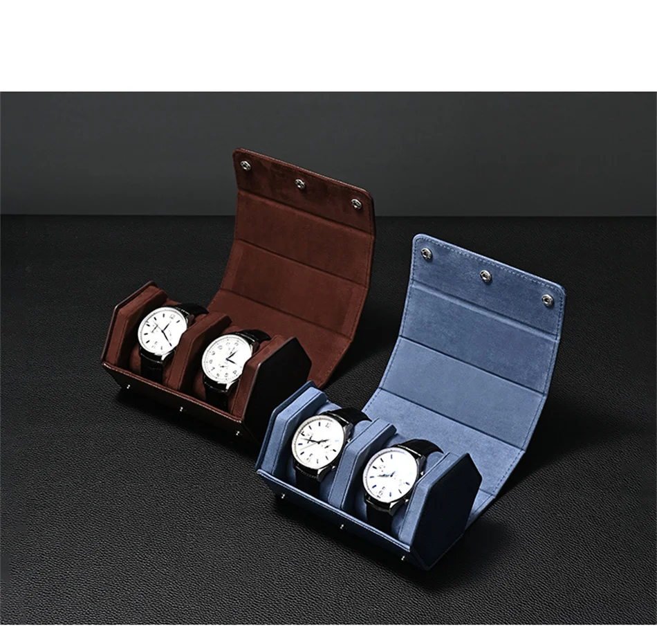 Travel Watch Organizer | Dual Watch Storage Bag Premium PU Leather Travel Watch Box, Po... - SKU TWO01859 - UGI Packaging