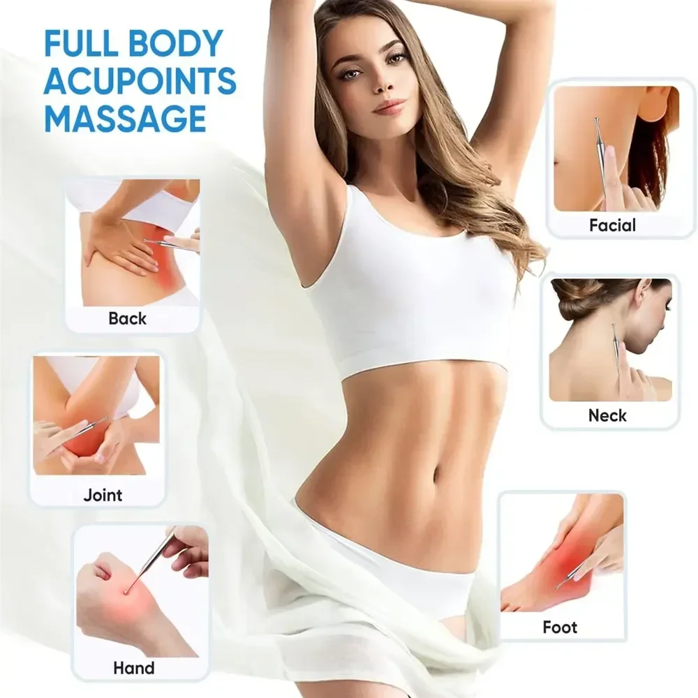 Stainless Steel Acupuncture Pen Large & Small Point End For Ear & Body Points Facial Reflexology Massage Tool Skin Care Tools