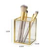 Golden Cosmetic Storage Box Desktop Lipstick Finishing Glass Plaid Jewelry Classification Storage Makeup Brush Organizer WF 5