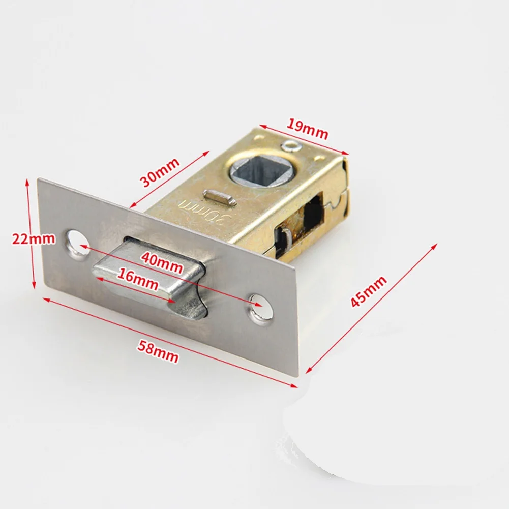 Door lock accessories 30mm-45mm flat tongue lock mortice tubular latch stainess steel internal door bolt facility sprung catch for bathroom toilet