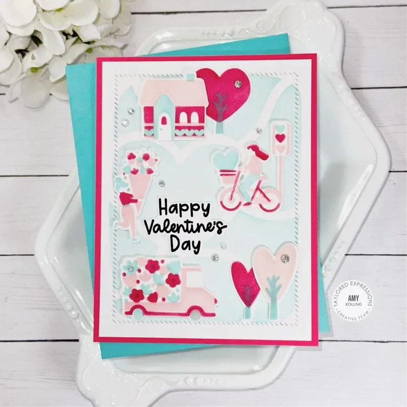 Valentine's Day Metal Cutting Love Is in the Air Dies and Clear Stamps Cut Die Mold Blade Knife Punch Scrapbook Paper Craft metal cutting die