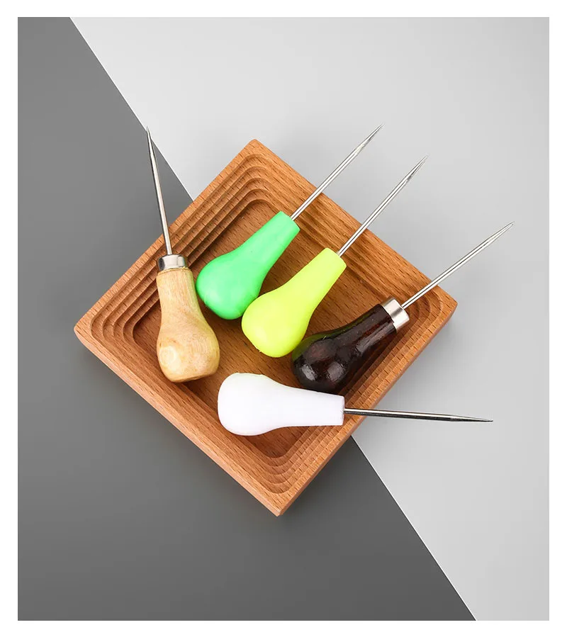 Description Picture 5 of itemHulu Wooden Handle Hook Awl Tool Handmade Stitch Leather Shoe Repair Sewing Needle DIY Craft Stitching Punching Hole Accessories