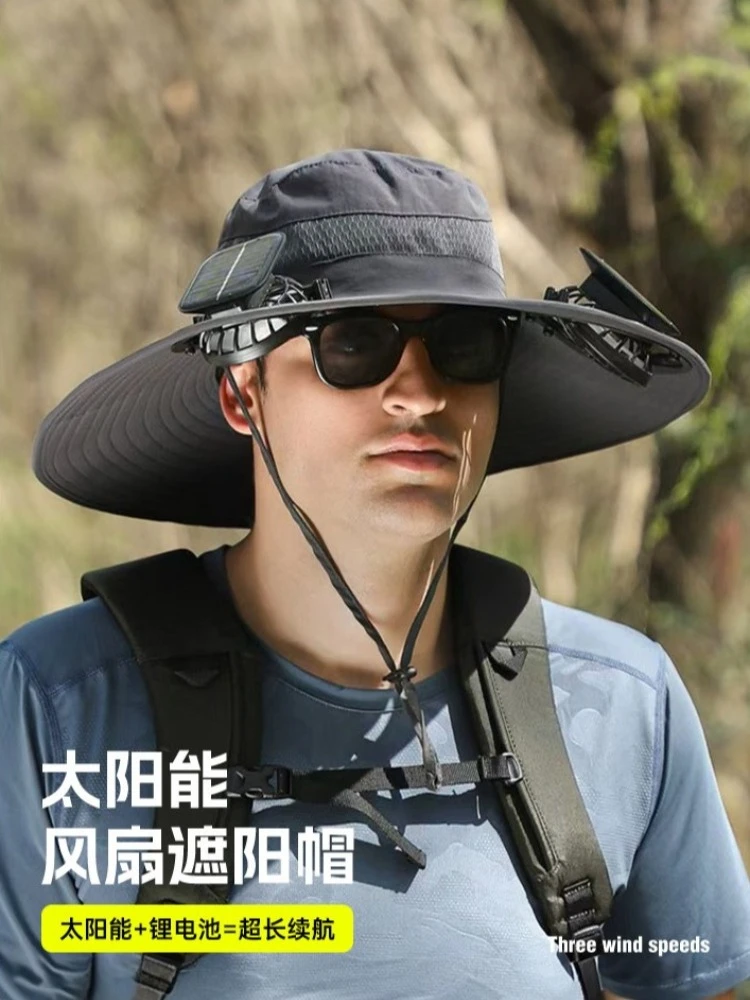 Solar Fan Fisherman Hat Men and Women Summer Outing Mountaineering Shading Sun Protection Three-dimensional Big Brim Fishing Hat