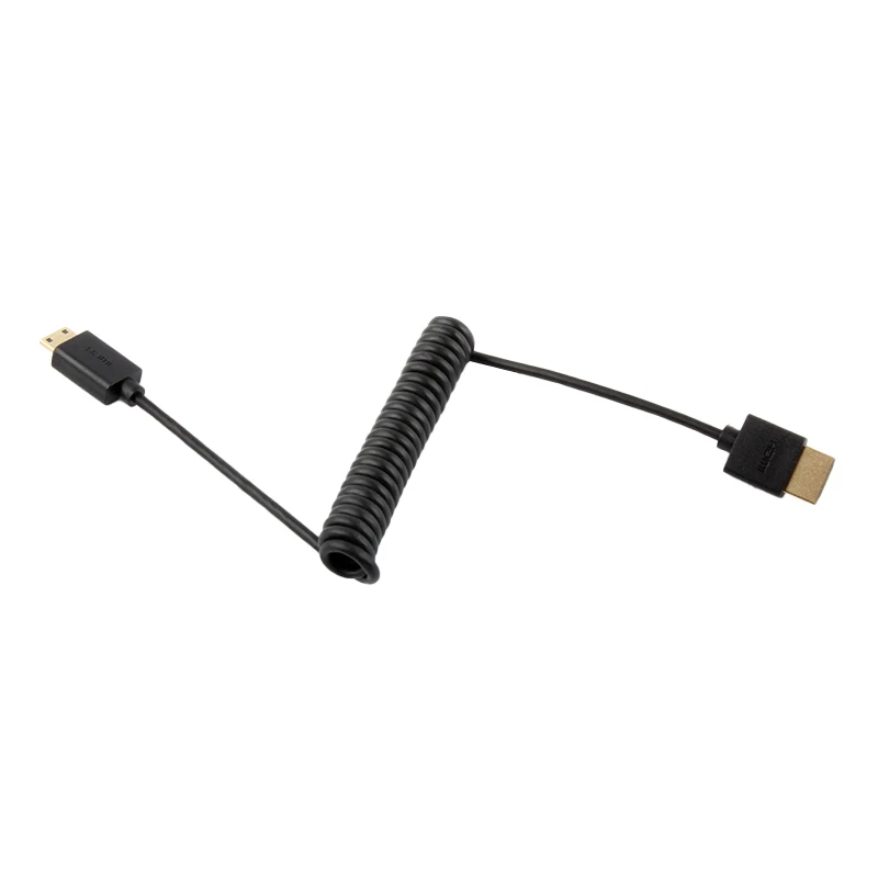 Mini HDMI to HDMI Coiled Cable for Canon EOS 6D 7D 50D 60D 60Da M M2 EOS 5D Mark II III 70D 100D 500D 550D 600D 650D 5D2 5D3