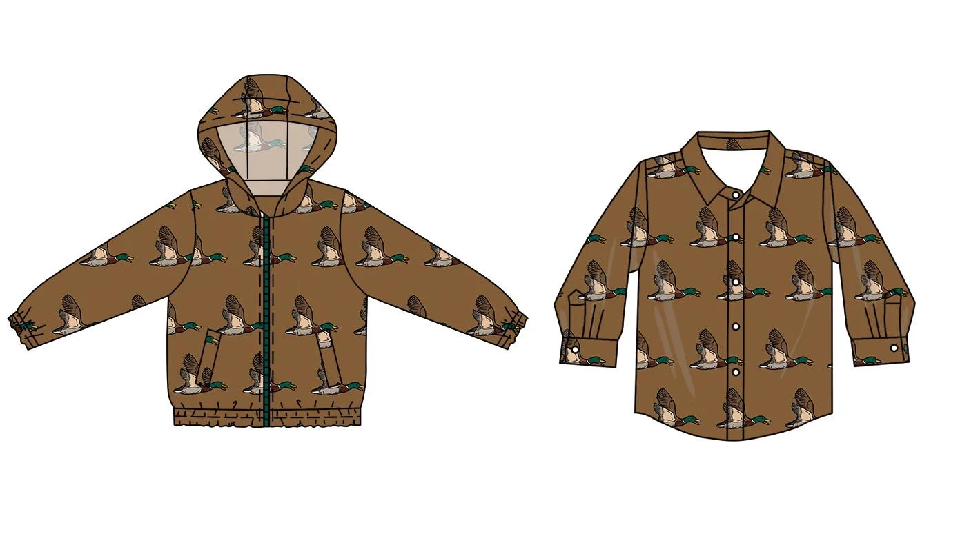 

Toddler Baby Clothes Kid Long Sleeve Hooded Top Boys Long Sleeve Shirts Wild Duck Pattern Boutique Children's Clothing Wholesale