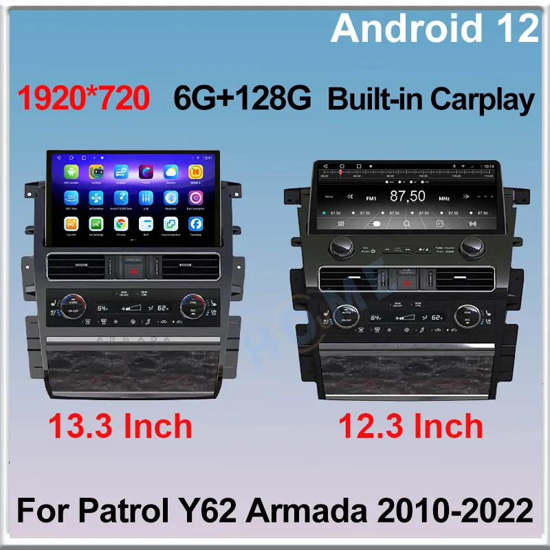 

Android 12 For Infiniti QX80 QX56 Nissan Patrol Y62 Armada 2010-2022 Car Radio Auto Navigation GPS Stereo Video Player 4G Screen