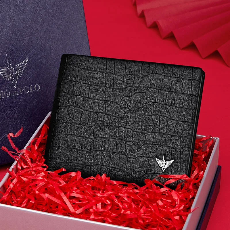 Men Wallets Fashion Short Design Card Holder Men Leather Purse Solid Coin Pocket High Quality Male Purse 6