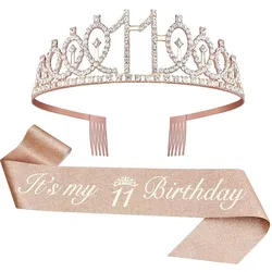 Elegant Rose Gold Birthday Crown and Sash Kit for Girls - Perfect Party Celebration Supplies and Gifts (Rose Gold - 11)