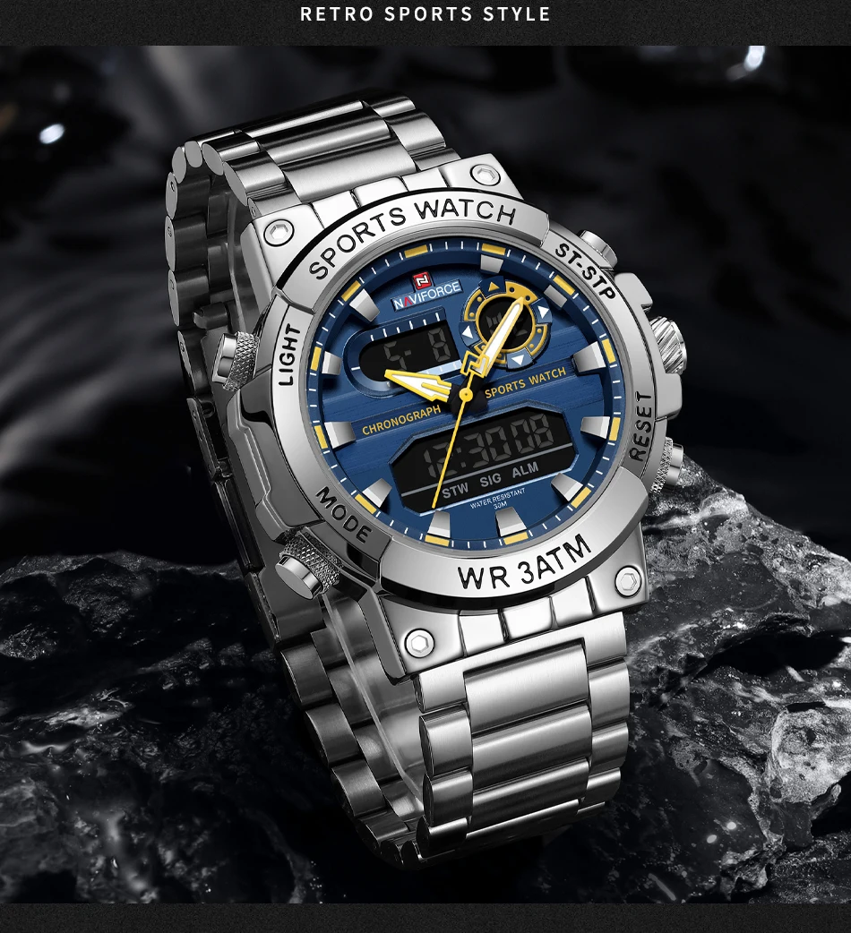 Digital Quartz Watch Men Waterproof Luminous Date Chronograph_voghion.com