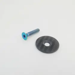 Liumeili Premium Titanium Carbon Fiber Headset Cap with Bolt Screw - CNC Bicycle Accessory (Rainbow)