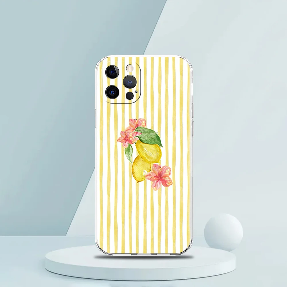 Tree Duck Lemon Flower Pattern Soft TPU Transparent Phone Case Cover