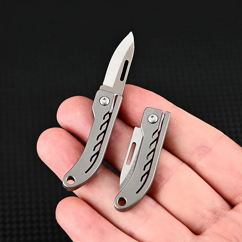

EDC Titanium Mini Folding Fruit Knife Portable Keychain Hanger Disassembly and Delivery Outdoor Camping Tools
