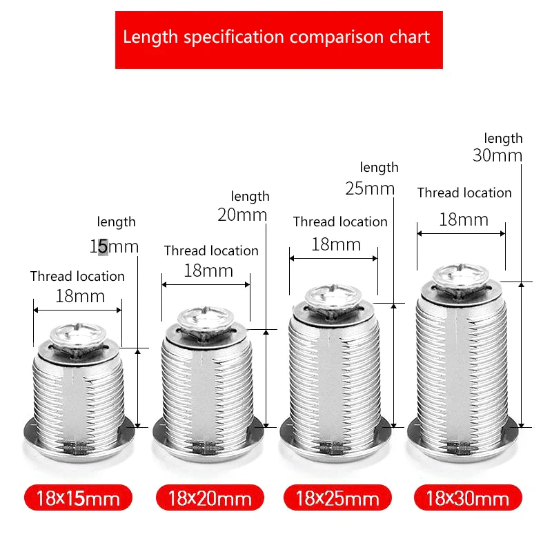 16/20/25/30mm Cam Lock Door Cabinet Mailbox Drawer Cupboard Locker + 2 Keys DIY Cabinet Tools