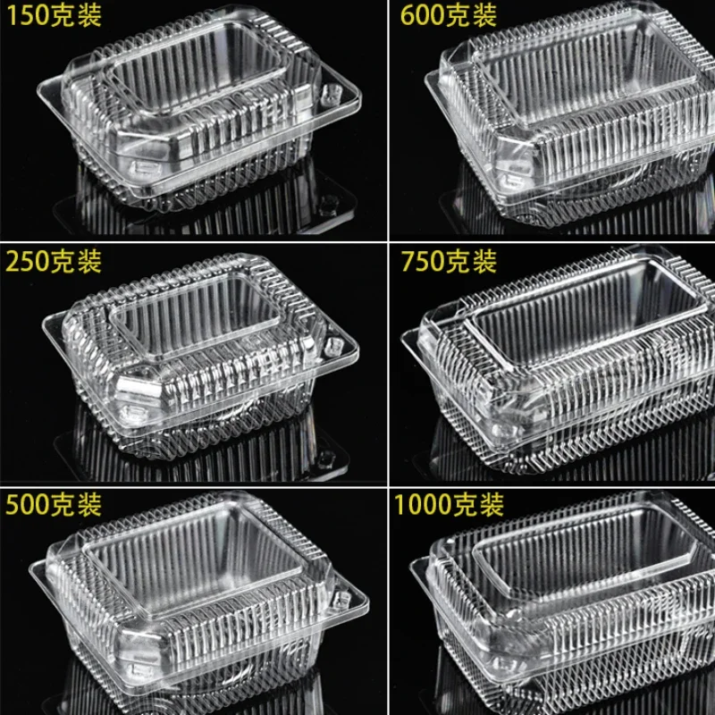 100pcs Disposable Transparent Box with Lid Plastic Fruit Cutting Fruit take Box Rectangular Food Box, Pastry Cake Packaging Box 3