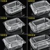 100pcs Disposable Transparent Box with Lid Plastic Fruit Cutting Fruit take Box Rectangular Food Box, Pastry Cake Packaging Box 3