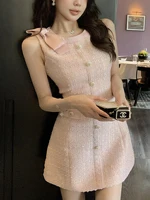 Ele  Knot oulder Bared Vest Dr Small Size Luxury High Design Sensation  Sle Ladylike  Dr - Image 2