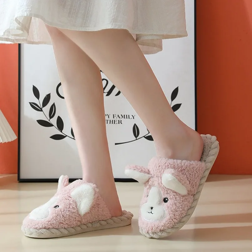 

Warm Slipper House Womens Animal Dog Puppy Winter Kawaii Cartoon Plush Contton Indoor Funny Cute Fuzzy Floor Home Shoes Female