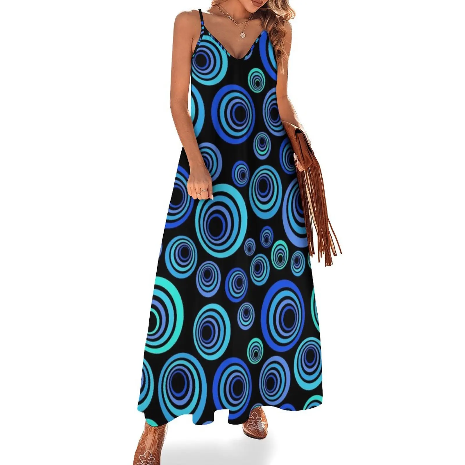 

Retro in Pretty Blue Sleeveless Dress summer dresses party dresses woman