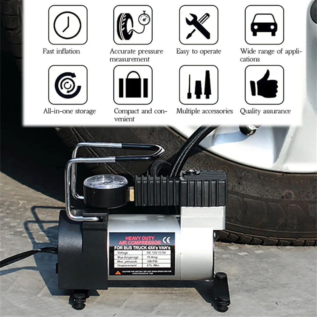 12V 220V Air Compressor Portable Car Inflator Pump Double-Cylinder Power Inflator Car Motorcycle Tire Pump Car Accessories