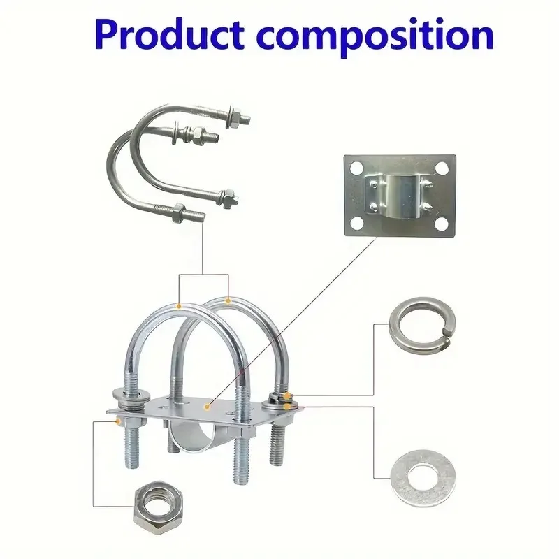 Universal Mount U-bracket For Starlink V2 Dish, Roof Mast To Pole To Pipe Mounting Adapter 30-50mm For Rv Yachts Houses