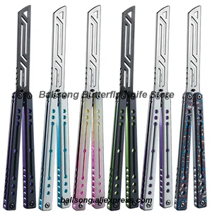 Navaja Mariposa Sin Filo Cuchillo de Mariposa de Práctica de Acero  Butterfly Knife Balisong Trainer CSGO herramientas de entrenamiento para  principiantes (Colorido) : : Deportes y Aire Libre