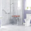 Folding Shower Seat and Bench Wall Mounted Shower Stool Collapsible for Inside Shower Bathroom Bathtub 350lb Capacity Teak Wood 4