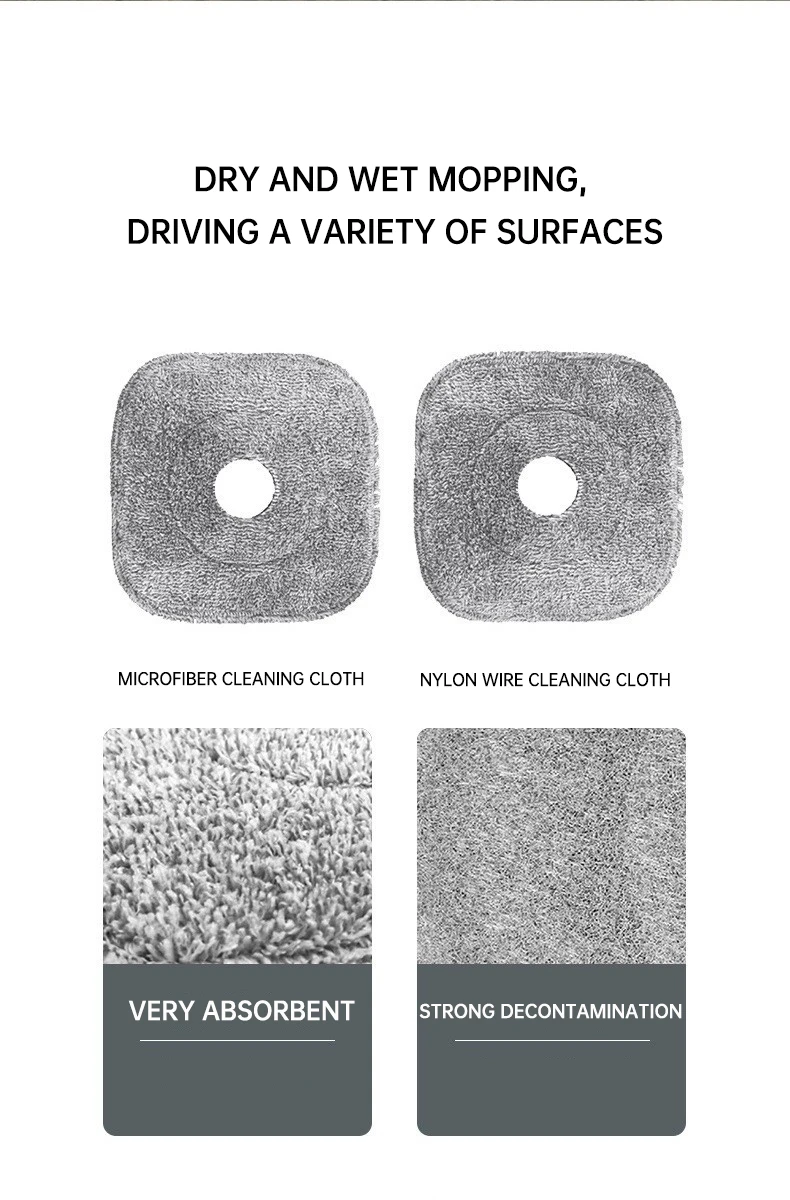 Mop Floor Clean Mop Household Hand-Free Rotary Mop Cleaning Hand Pressure Water-Absorbing Wet And Dry Dual-Use Flat Top Mop Set