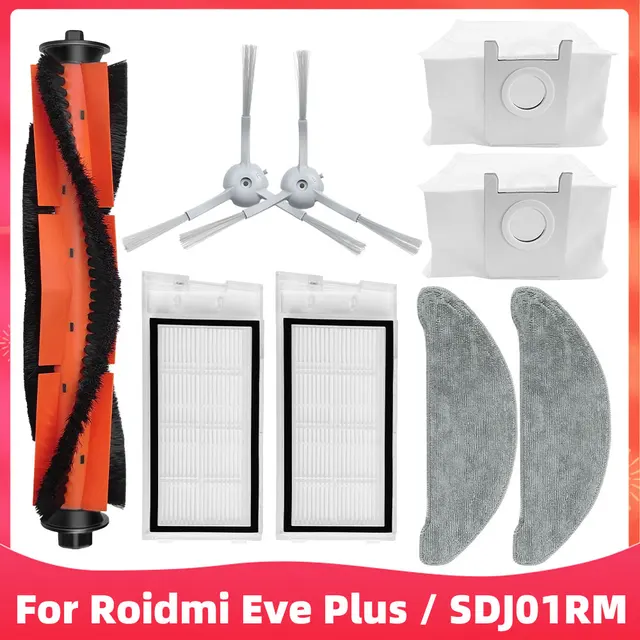 For Xiaomi Roidmi Eve Plus Sdj01rm Robot Vacuum Spare Parts Accessories  Main Side Brush Hepa Filter Mop Dust Bag - Vacuum Cleaner Parts - AliExpress
